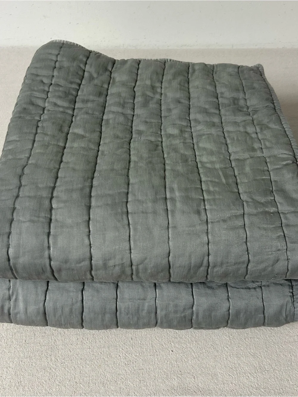 Pottery Barn Tencel Silk Channel Euro Shams Set of 2 Smoke Gray Button Closure